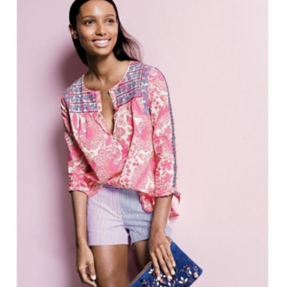J Crew Long Sleeve Tropical Print Top 💯% Cotton